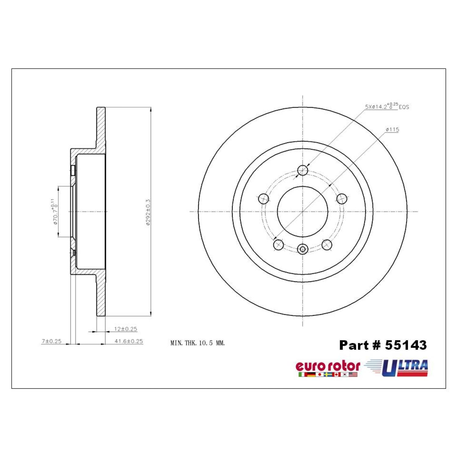 Eurorotor 55143 - Disc Brake Rotor Eurorotor 55143 Disc Brake Rotor product image 1 of 1