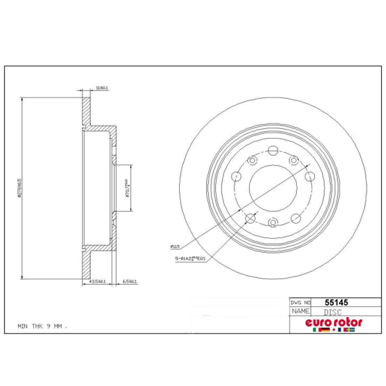 Eurorotor 55145 - Disc Brake Rotor Eurorotor 55145 Disc Brake Rotor product image 1 of 1