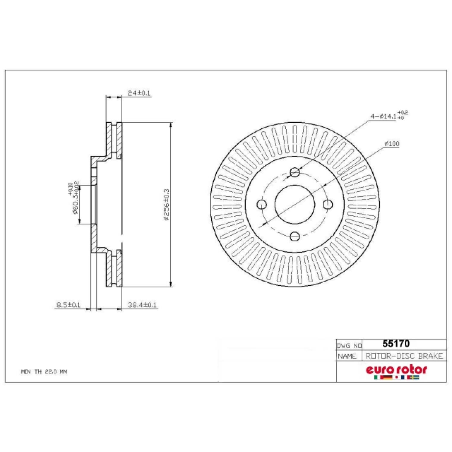 Eurorotor 55170 - Disc Brake Rotor Eurorotor 55170 Disc Brake Rotor product image 1 of 1