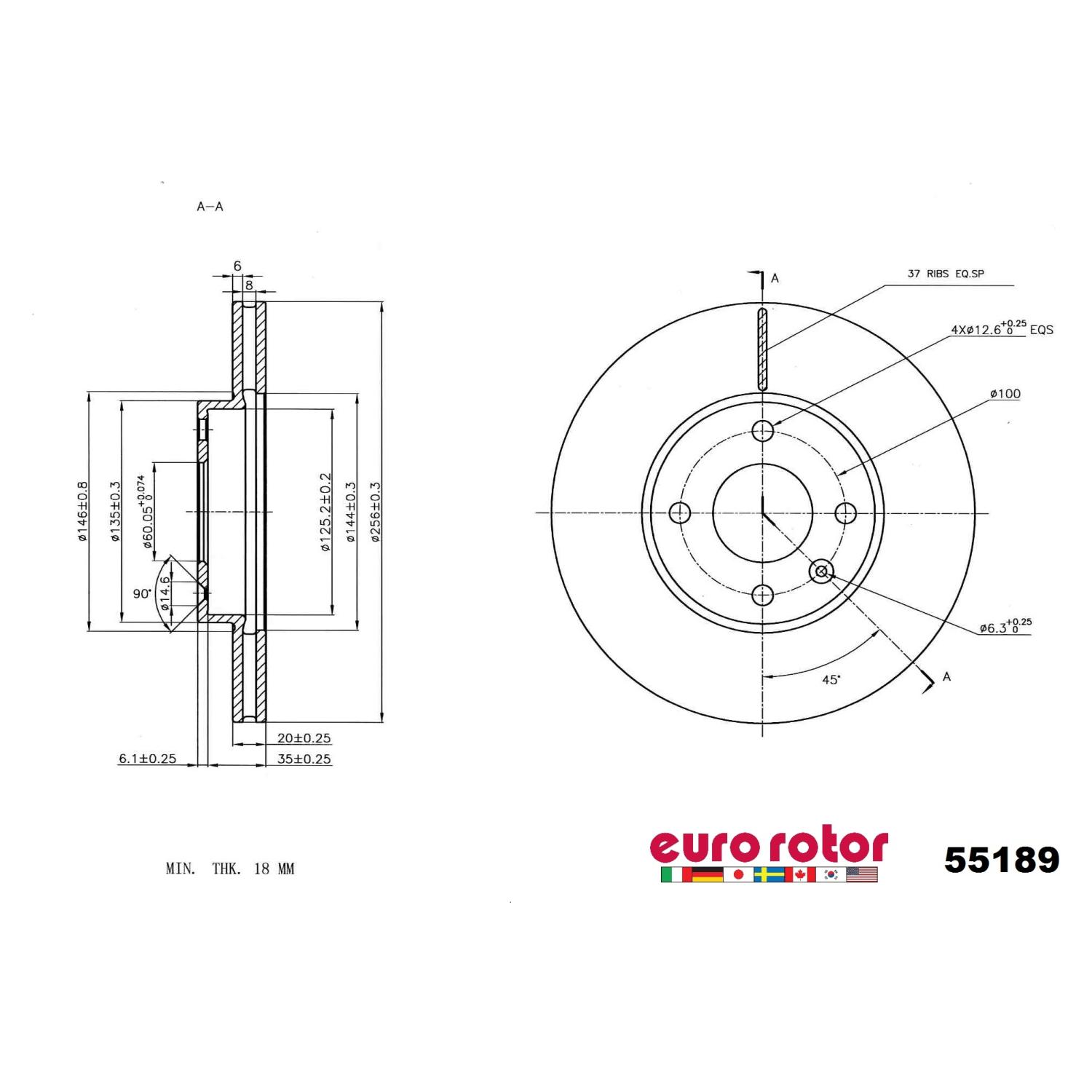Eurorotor 55189 - Disc Brake Rotor Eurorotor 55189 Disc Brake Rotor product image 1 of 1