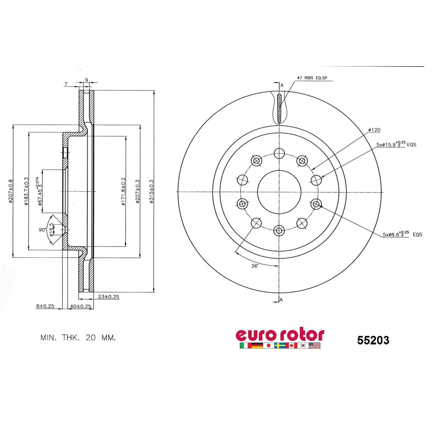 Eurorotor 55203 Disc Brake Rotor product image 1 of 1