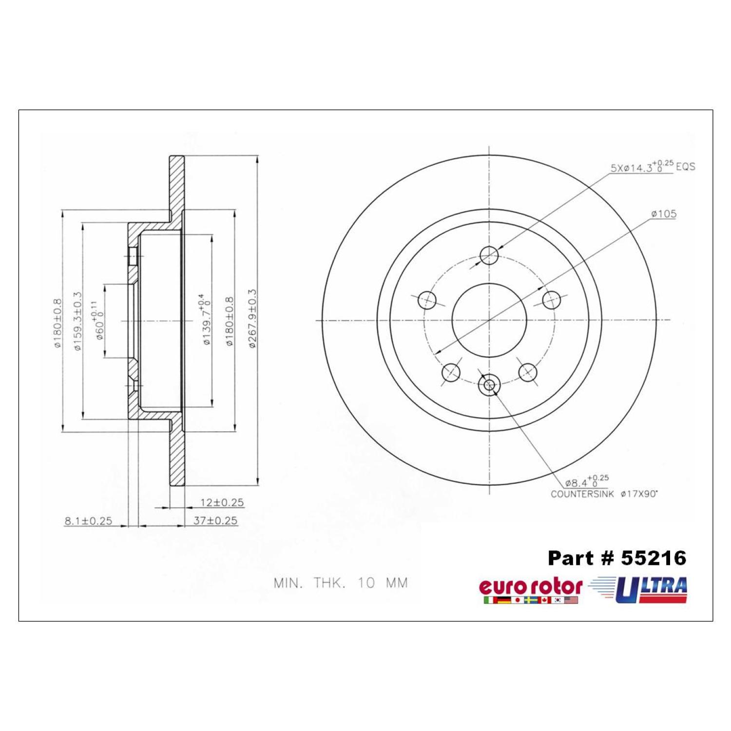 Eurorotor 55216 - Disc Brake Rotor Eurorotor 55216 Disc Brake Rotor product image 1 of 1