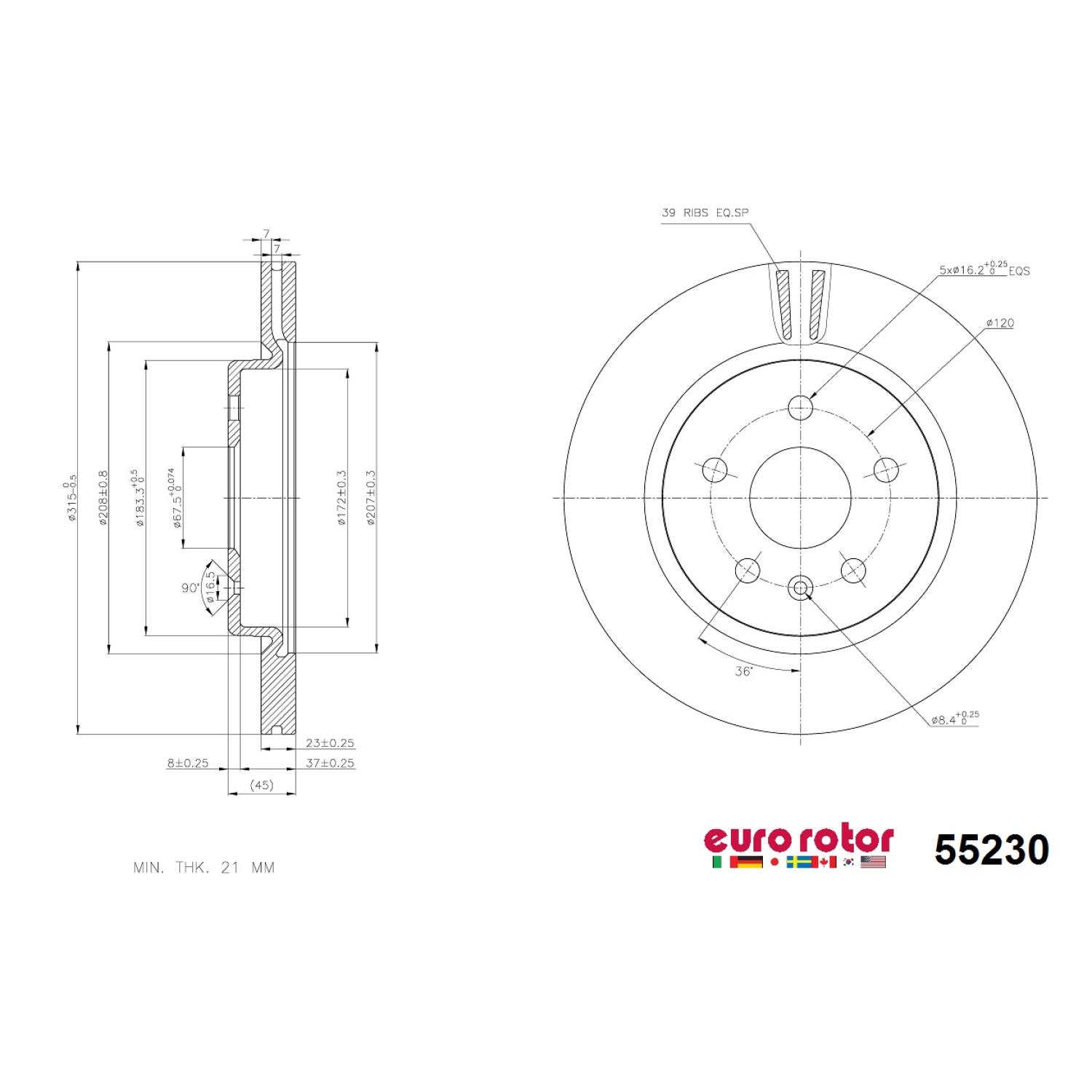 Eurorotor 55230 Disc Brake Rotor product image 1 of 1