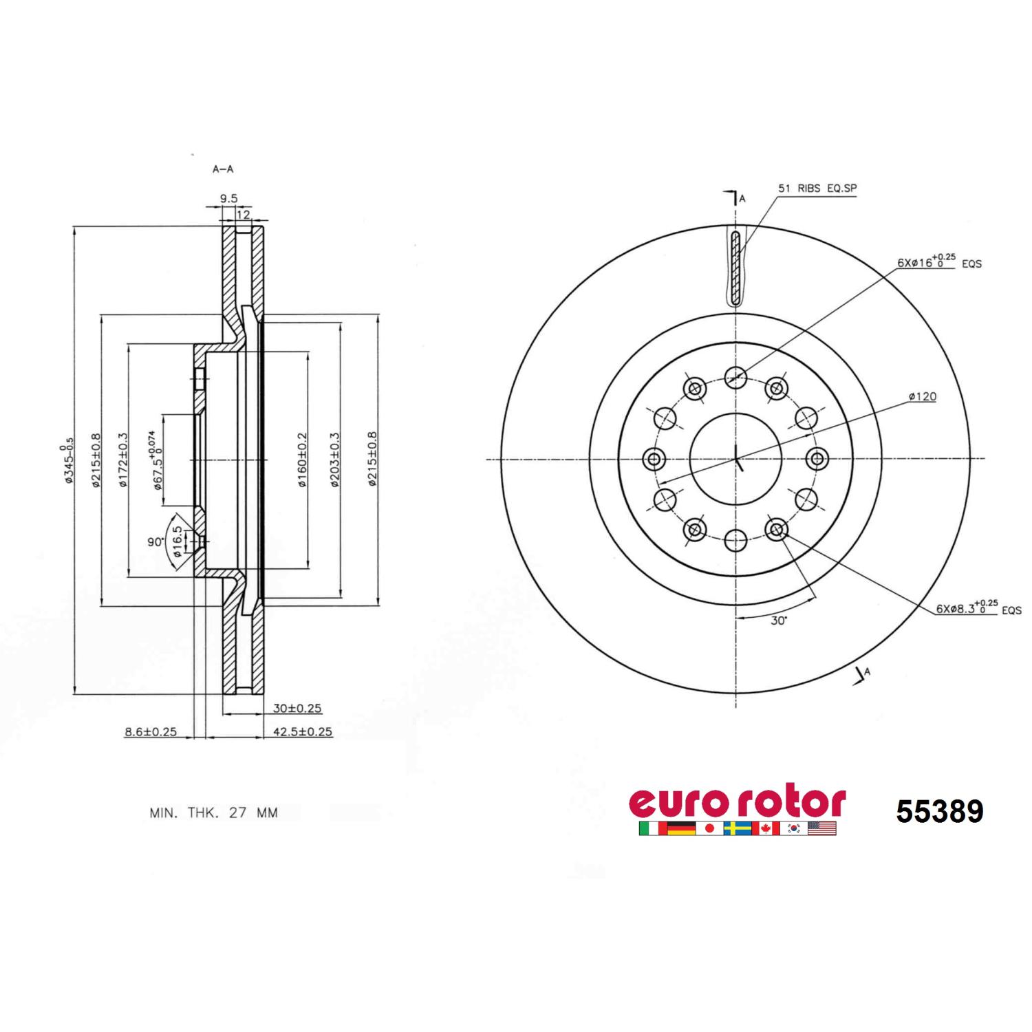 Eurorotor 55389 - Disc Brake Rotor Eurorotor 55389 Disc Brake Rotor product image 1 of 1