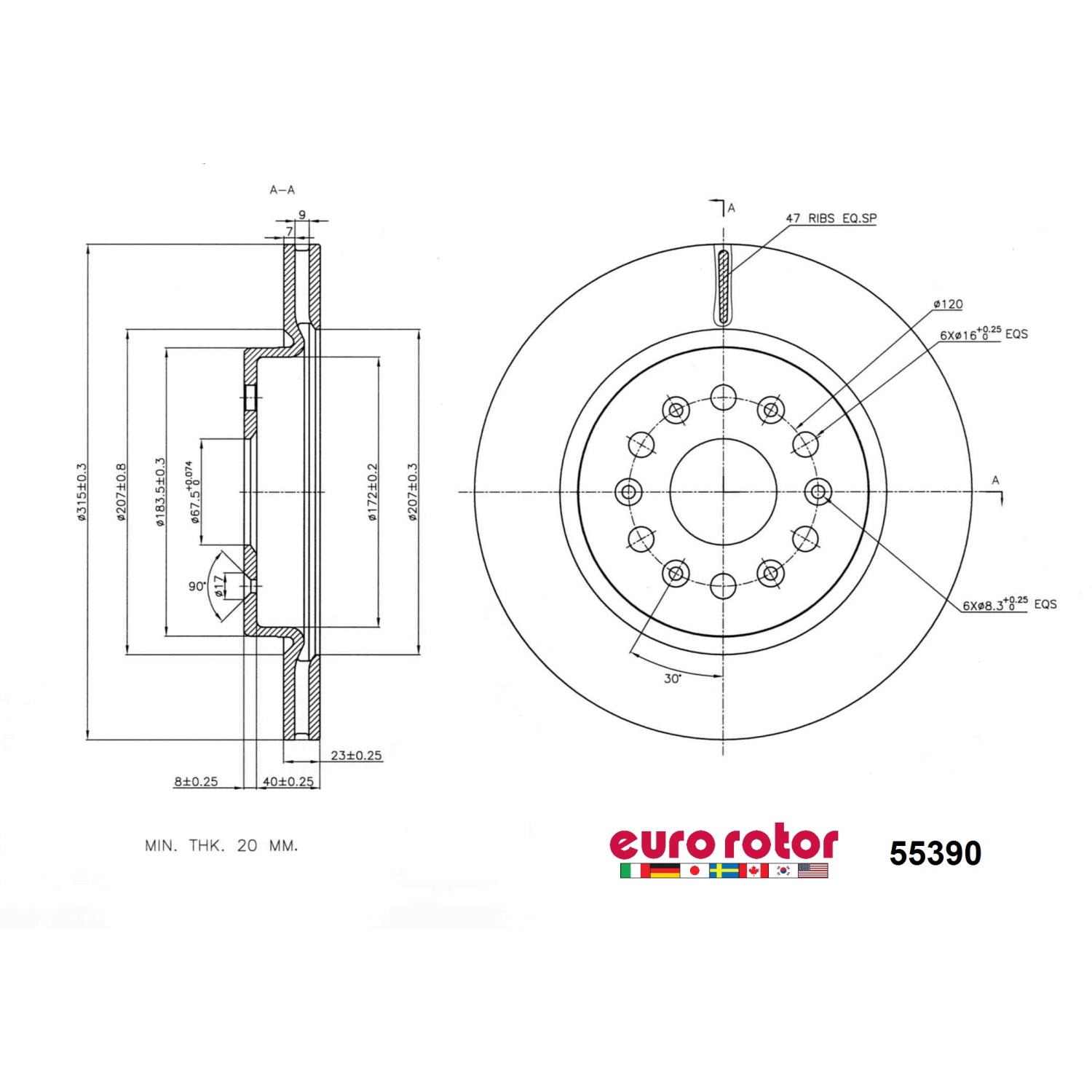 Eurorotor 55390 - Disc Brake Rotor Eurorotor 55390 Disc Brake Rotor product image 1 of 1