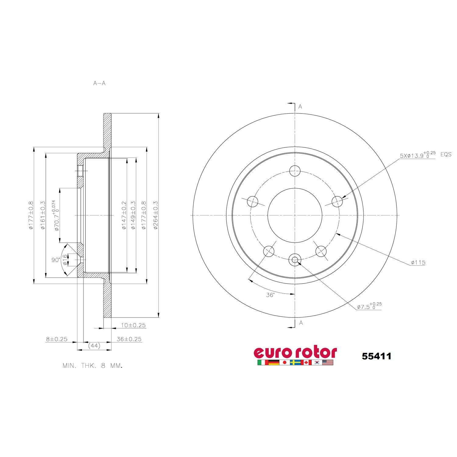Eurorotor 55411 Disc Brake Rotor product image 1 of 1
