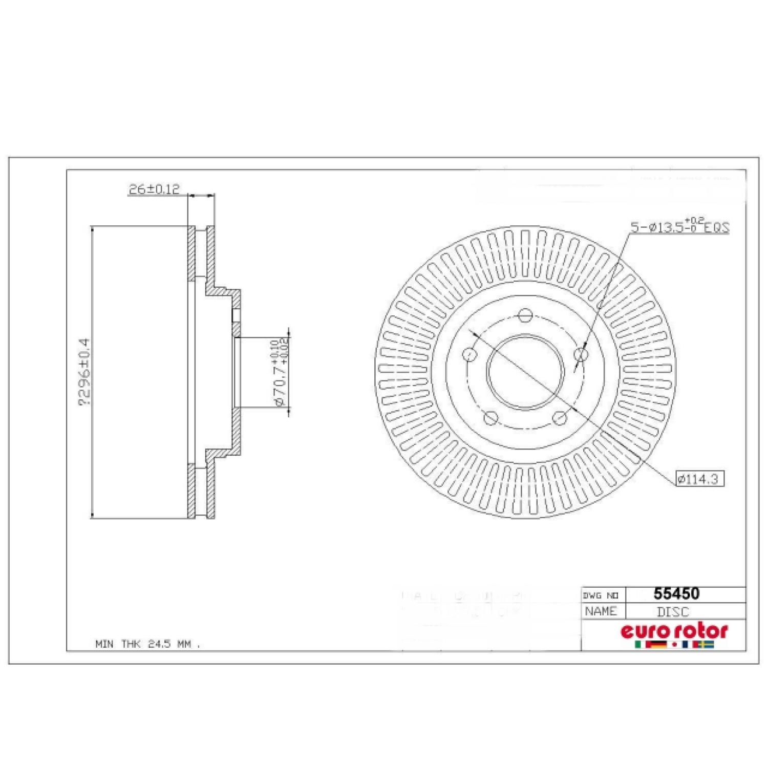 Eurorotor 55450 - Disc Brake Rotor Eurorotor 55450 Disc Brake Rotor product image 1 of 1