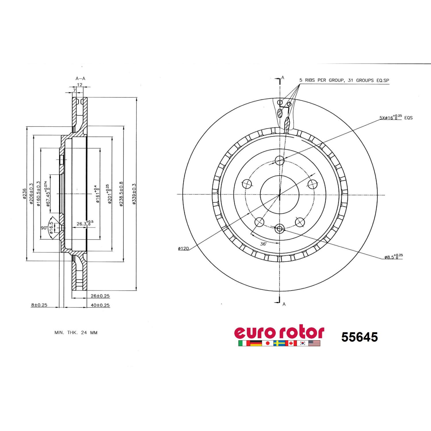 Eurorotor 55645 - Disc Brake Rotor Eurorotor 55645 Disc Brake Rotor product image 1 of 1