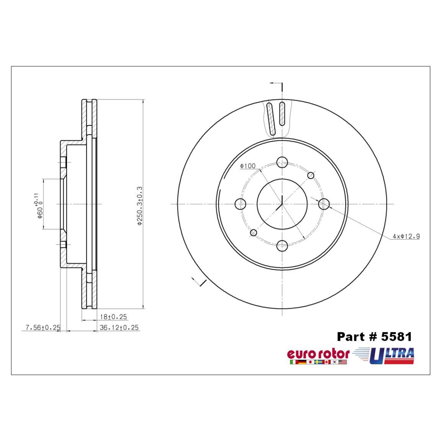 Eurorotor 5581 - Disc Brake Rotor Eurorotor 5581 Disc Brake Rotor product image 1 of 1