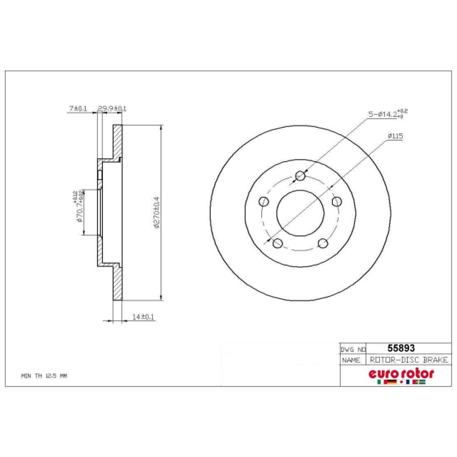 Eurorotor 55893 - Disc Brake Rotor Eurorotor 55893 Disc Brake Rotor product image 1 of 1