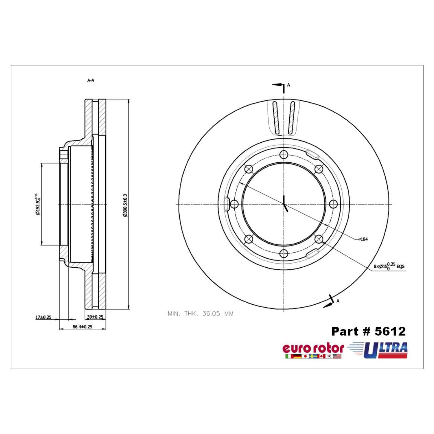 Eurorotor 5612 - Disc Brake Rotor Eurorotor 5612 Disc Brake Rotor product image 1 of 1