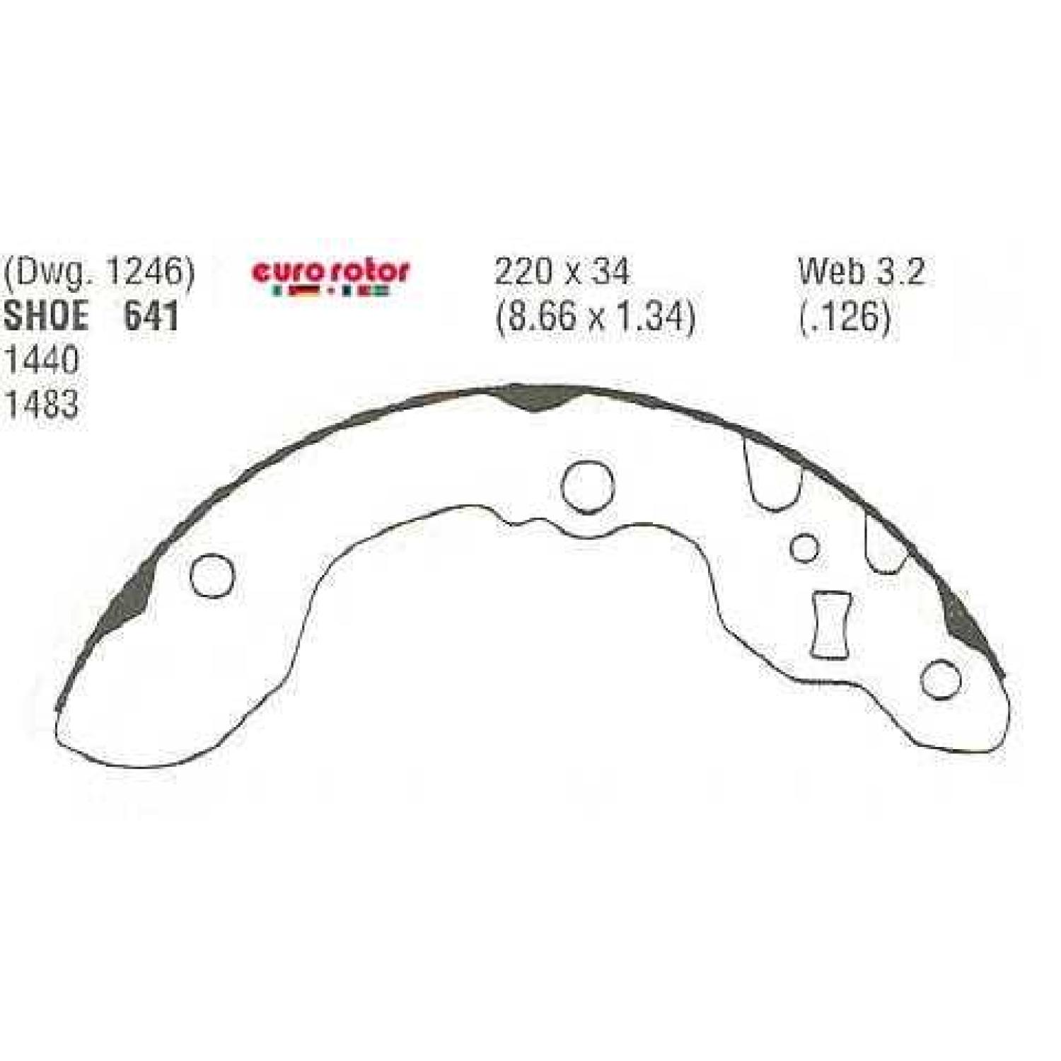 Eurorotor 641 Drum Brake Shoe product image 1 of 1