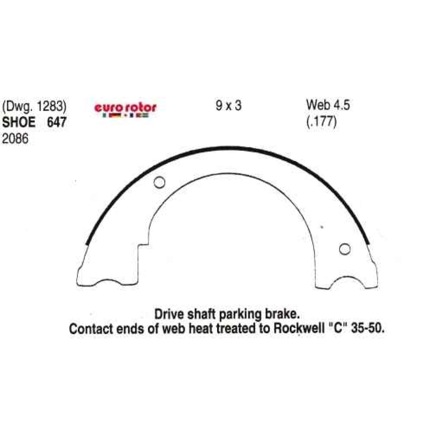 Eurorotor 647 - Parking Brake Shoe Eurorotor 647 Parking Brake Shoe product image 1 of 1