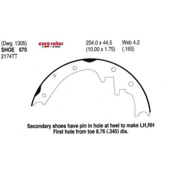 Eurorotor 670 Drum Brake Shoe product image 1 of 1