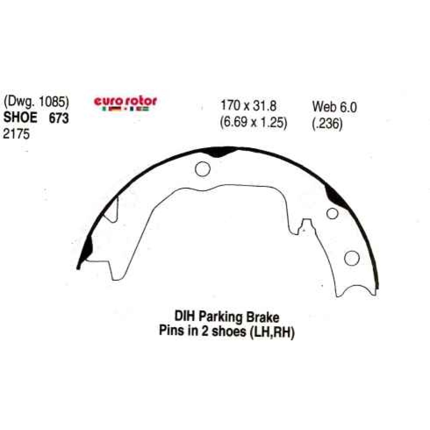 Eurorotor 673 - Parking Brake Shoe Eurorotor 673 Parking Brake Shoe product image 1 of 1