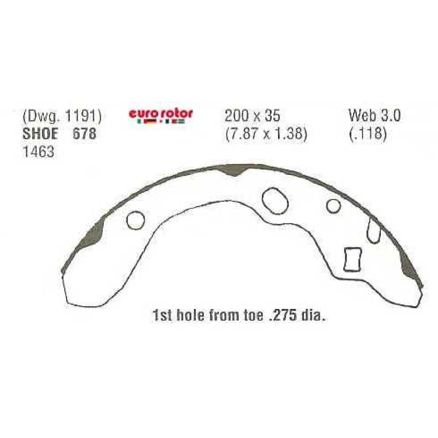 Eurorotor 678 - Drum Brake Shoe Eurorotor 678 Drum Brake Shoe product image 1 of 1