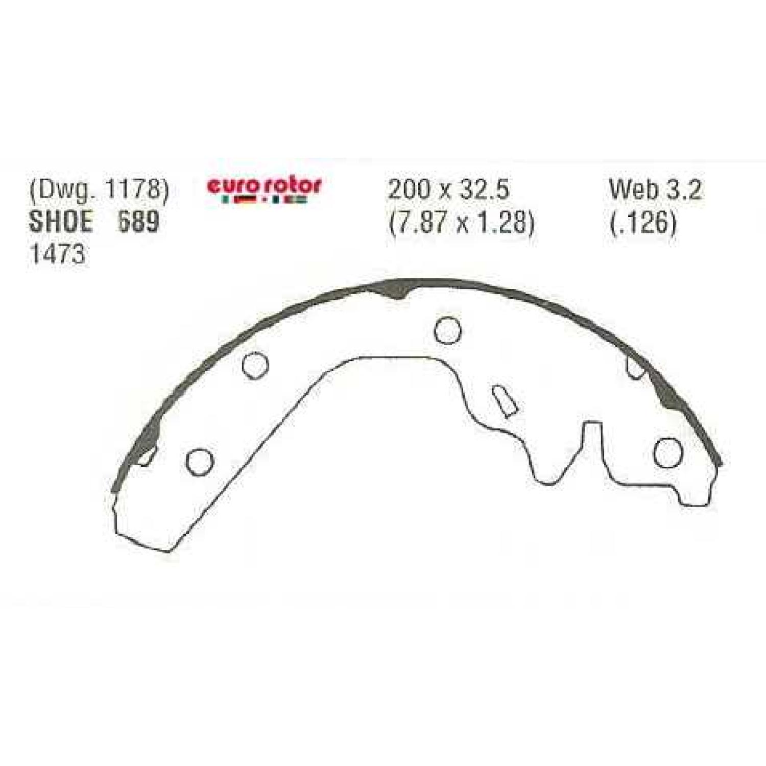 Eurorotor 689 - Drum Brake Shoe Eurorotor 689 Drum Brake Shoe product image 1 of 1