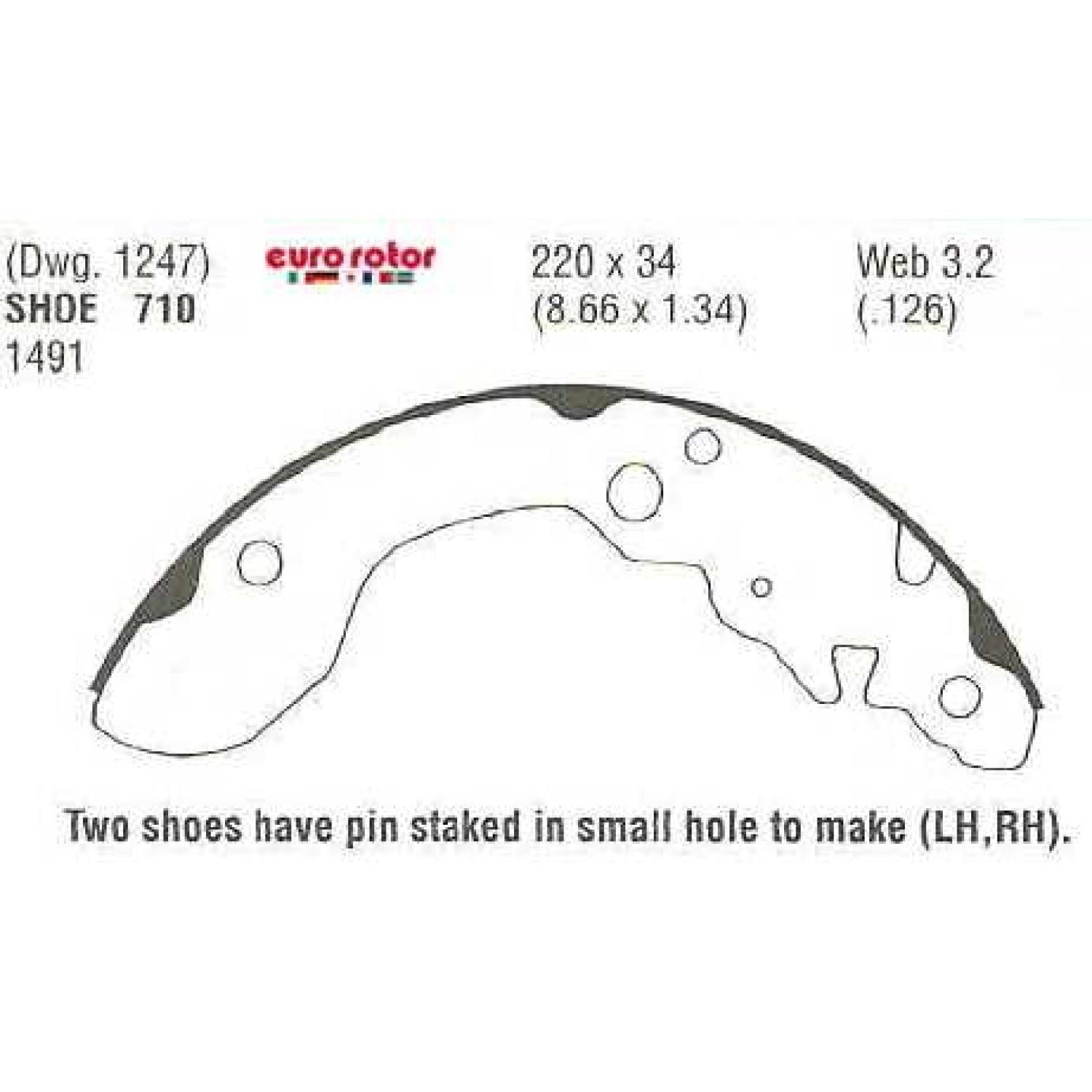 Eurorotor 710 - Drum Brake Shoe Eurorotor 710 Drum Brake Shoe product image 1 of 1