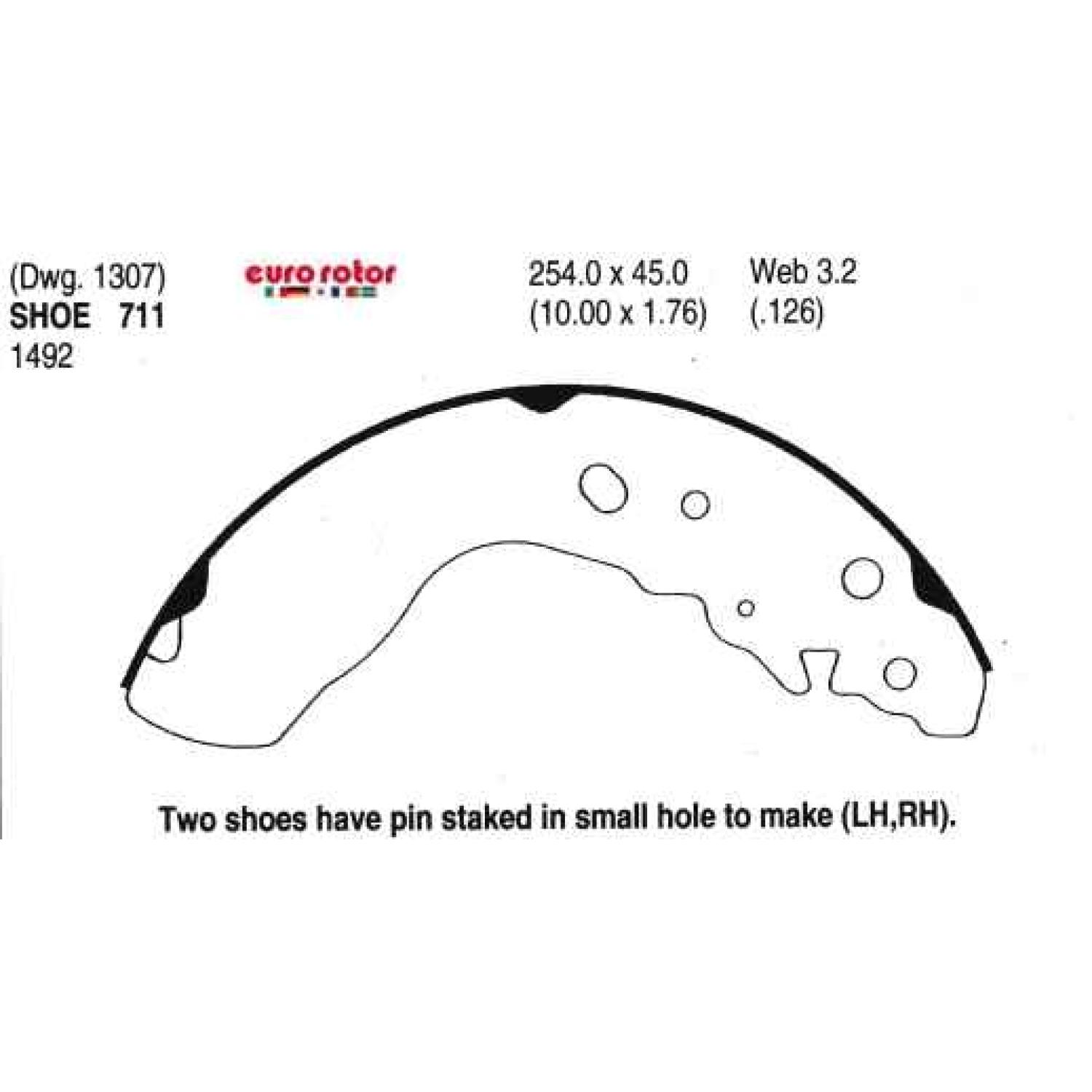 Eurorotor 711 - Drum Brake Shoe Eurorotor 711 Drum Brake Shoe product image 1 of 1