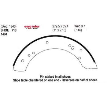 Eurorotor 713 Drum Brake Shoe product image 1 of 1