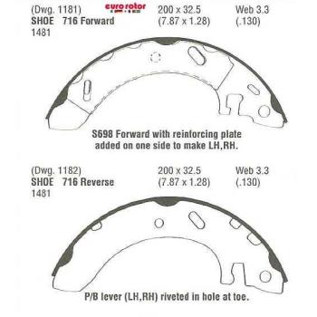 Eurorotor 716 Drum Brake Shoe product image 1 of 1