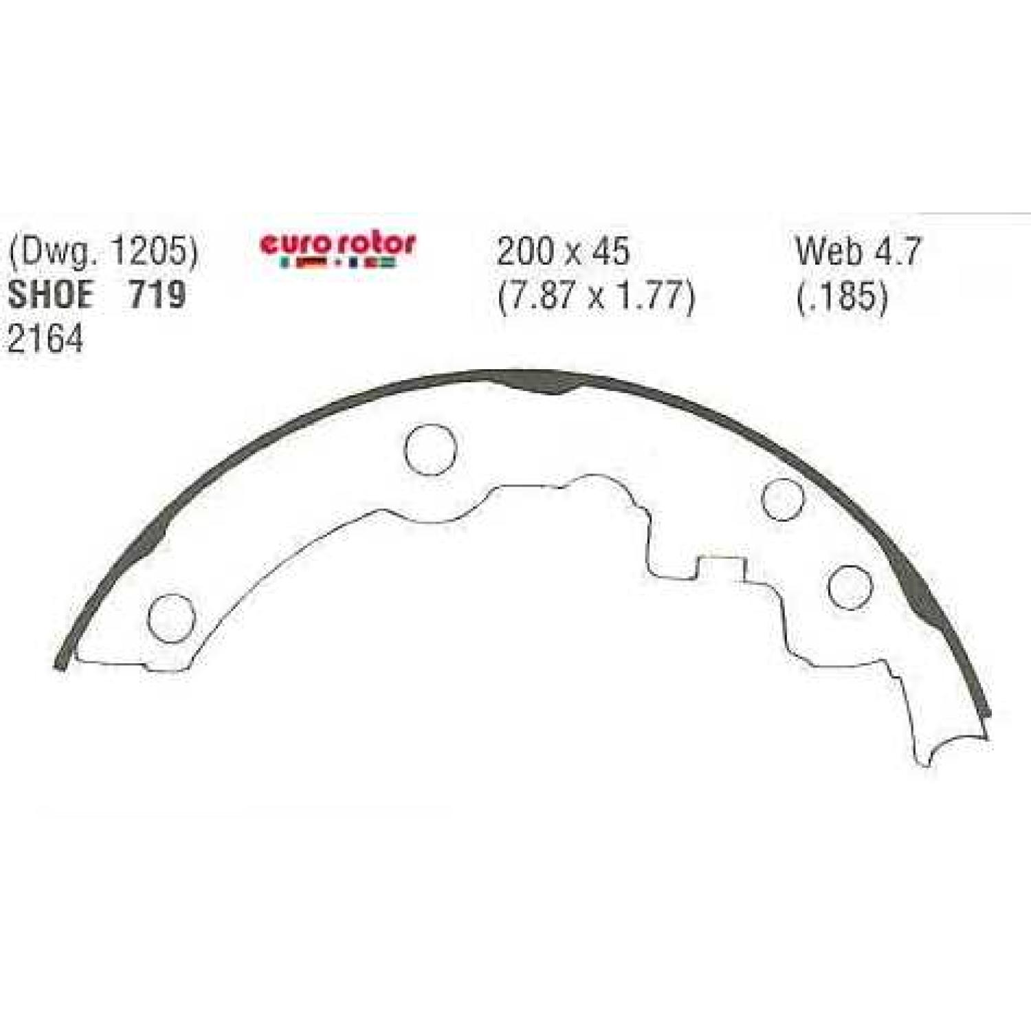 Eurorotor 719 - Drum Brake Shoe Eurorotor 719 Drum Brake Shoe product image 1 of 1