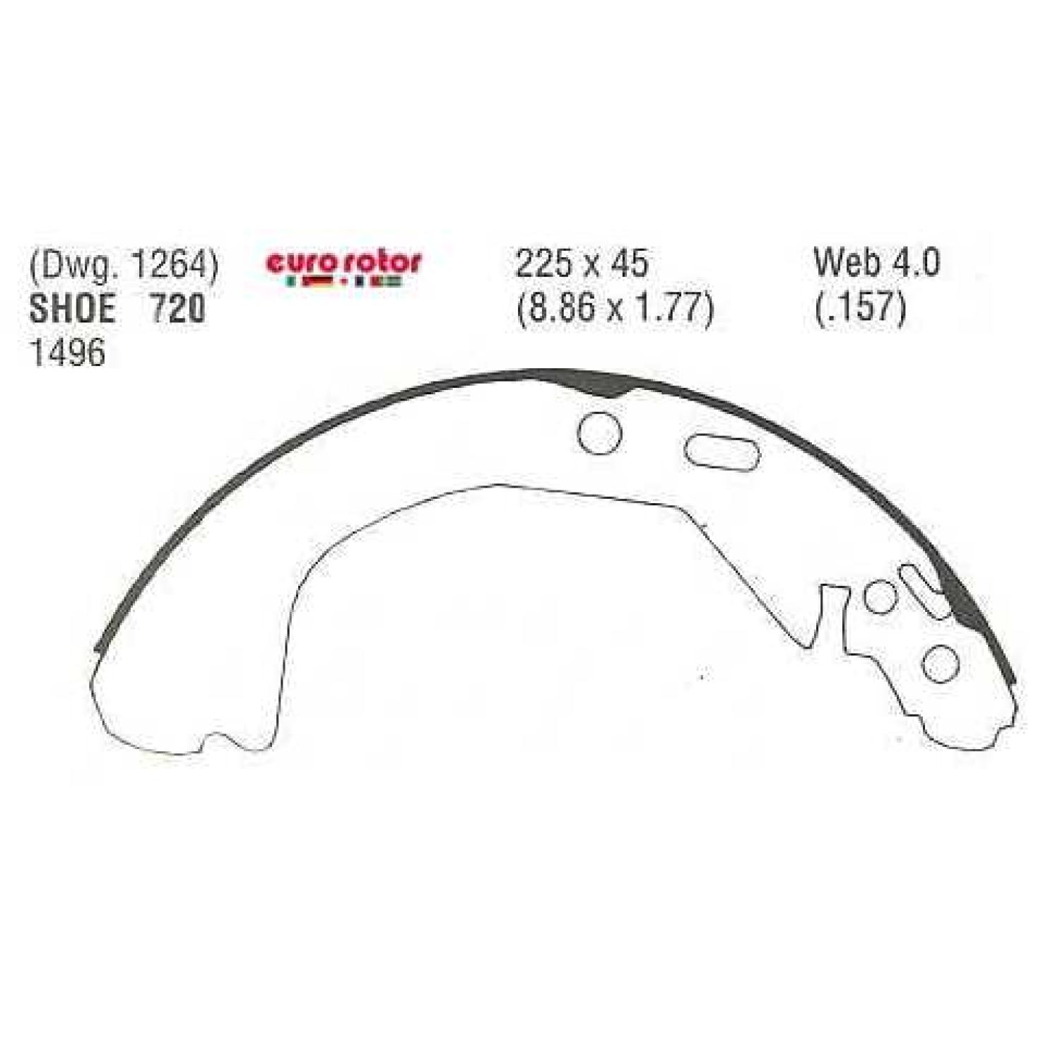 Eurorotor 720 Drum Brake Shoe product image 1 of 1