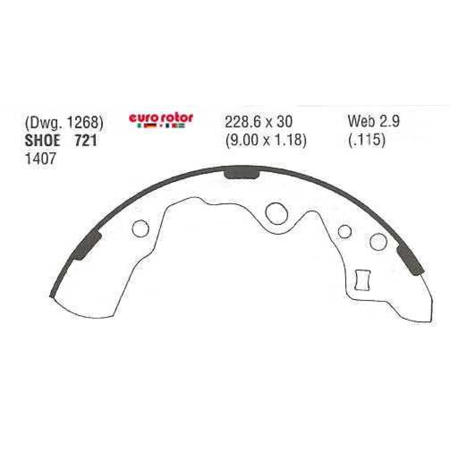 Eurorotor 721 - Drum Brake Shoe Eurorotor 721 Drum Brake Shoe product image 1 of 1