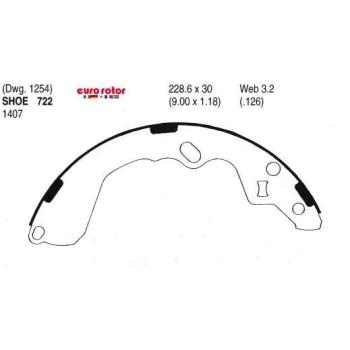 Eurorotor 722 - Drum Brake Shoe Eurorotor 722 Drum Brake Shoe product image 1 of 1