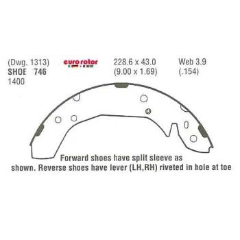 Eurorotor 746 Drum Brake Shoe product image 1 of 1