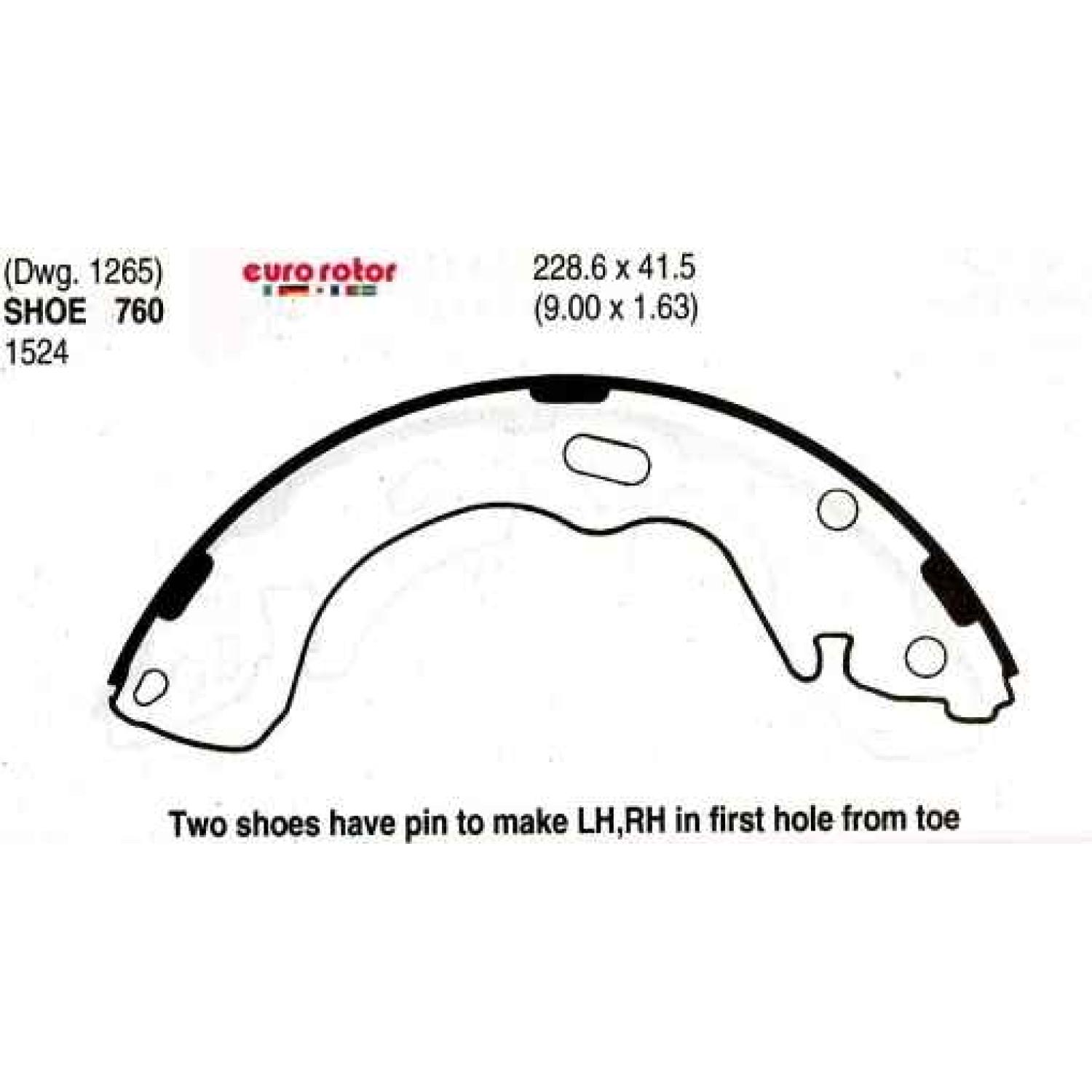 Eurorotor 760 - Drum Brake Shoe Eurorotor 760 Drum Brake Shoe product image 1 of 1