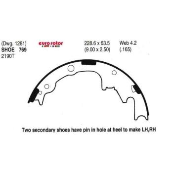 Eurorotor 769 - Drum Brake Shoe Eurorotor 769 Drum Brake Shoe product image 1 of 1
