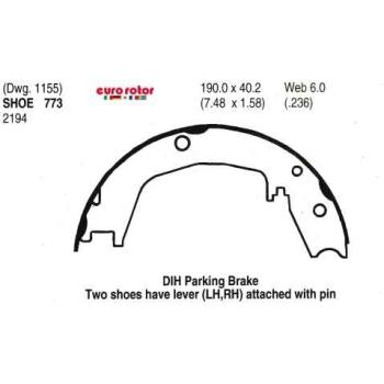 Eurorotor 773 Parking Brake Shoe product image 1 of 1