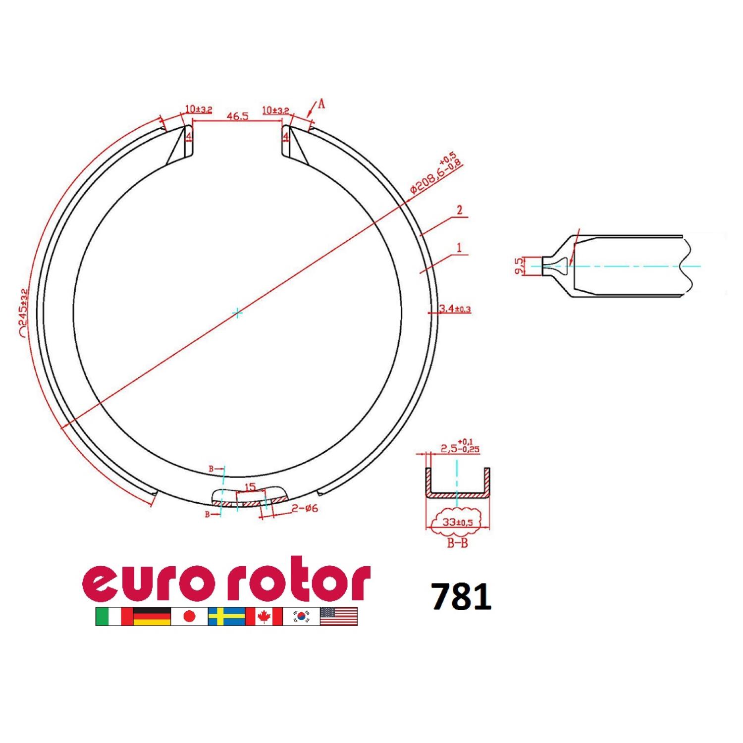 Eurorotor 781 - Parking Brake Shoe Eurorotor 781 Parking Brake Shoe product image 1 of 1