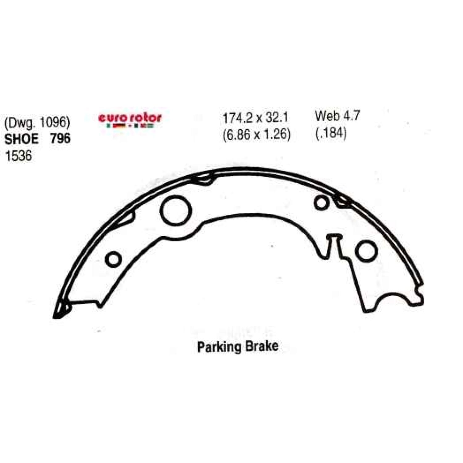 Eurorotor 796 - Parking Brake Shoe Eurorotor 796 Parking Brake Shoe product image 1 of 1
