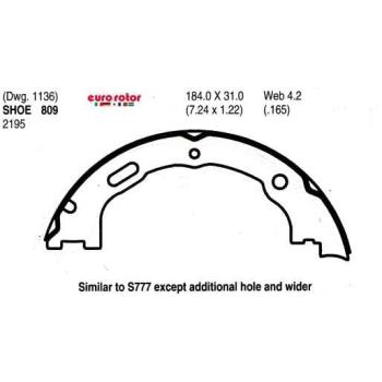 Eurorotor 809 Parking Brake Shoe product image 1 of 1