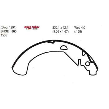 Eurorotor 860 Drum Brake Shoe product image 1 of 1
