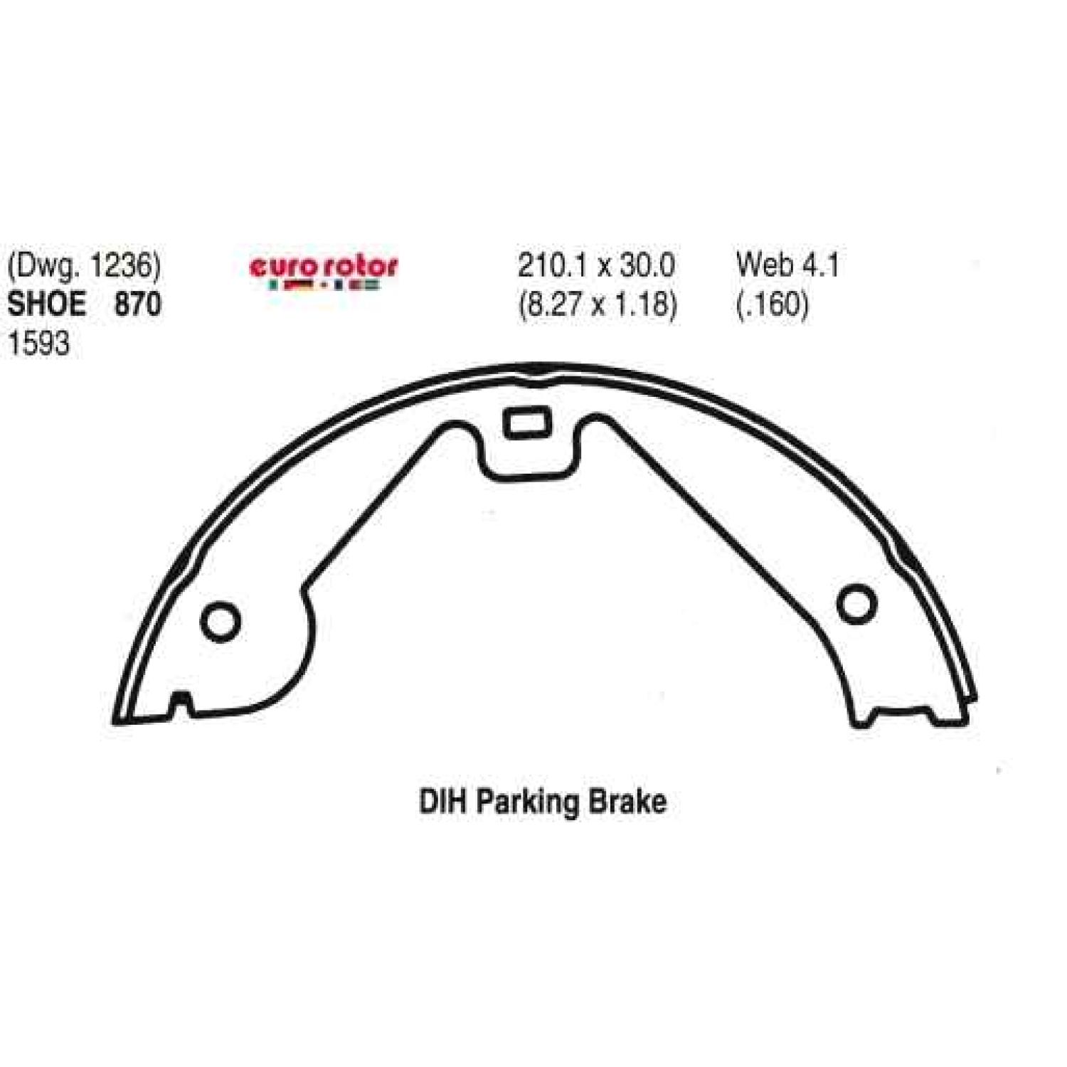 Eurorotor 870 - Parking Brake Shoe Eurorotor 870 Parking Brake Shoe product image 1 of 1