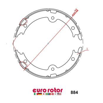 Eurorotor 884 Parking Brake Shoe product image 1 of 1