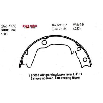 Eurorotor 889 - Parking Brake Shoe Eurorotor 889 Parking Brake Shoe product image 1 of 1