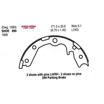 Eurorotor 899 - Parking Brake Shoe Eurorotor 899 Parking Brake Shoe product image 1 of 1