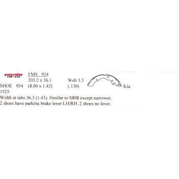 Eurorotor 934 Drum Brake Shoe product image 1 of 1