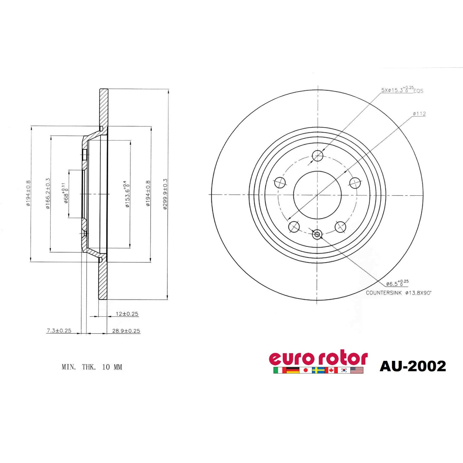 Eurorotor AU2002 - Disc Brake Rotor Eurorotor AU2002 Disc Brake Rotor product image 1 of 1