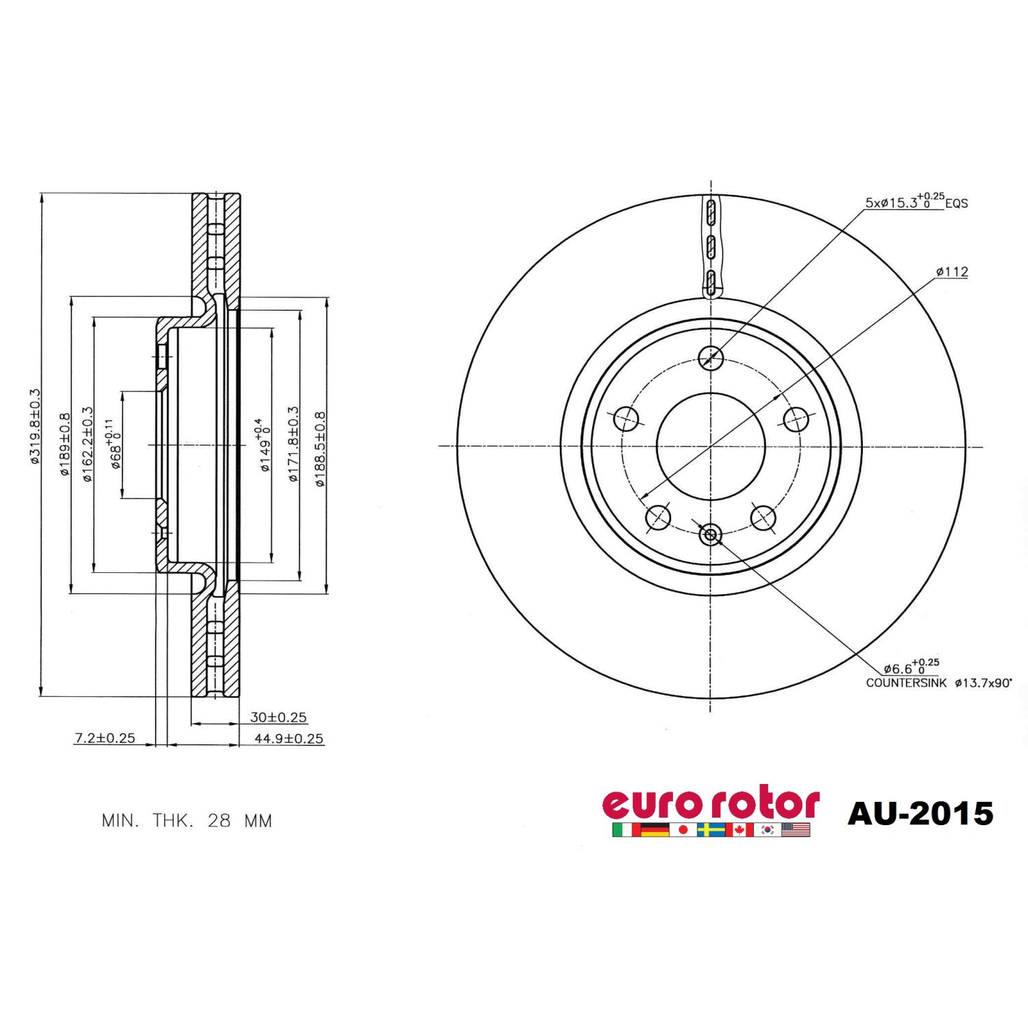 Eurorotor AU2015 Disc Brake Rotor product image 1 of 1