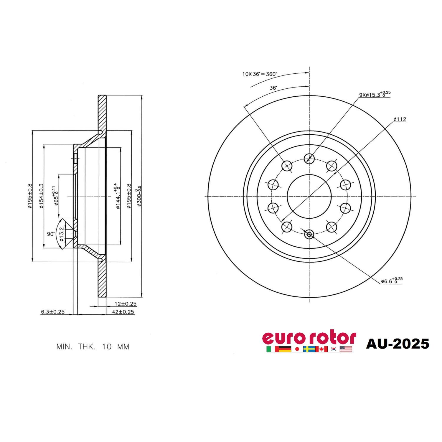 Eurorotor AU2025 Disc Brake Rotor product image 1 of 1