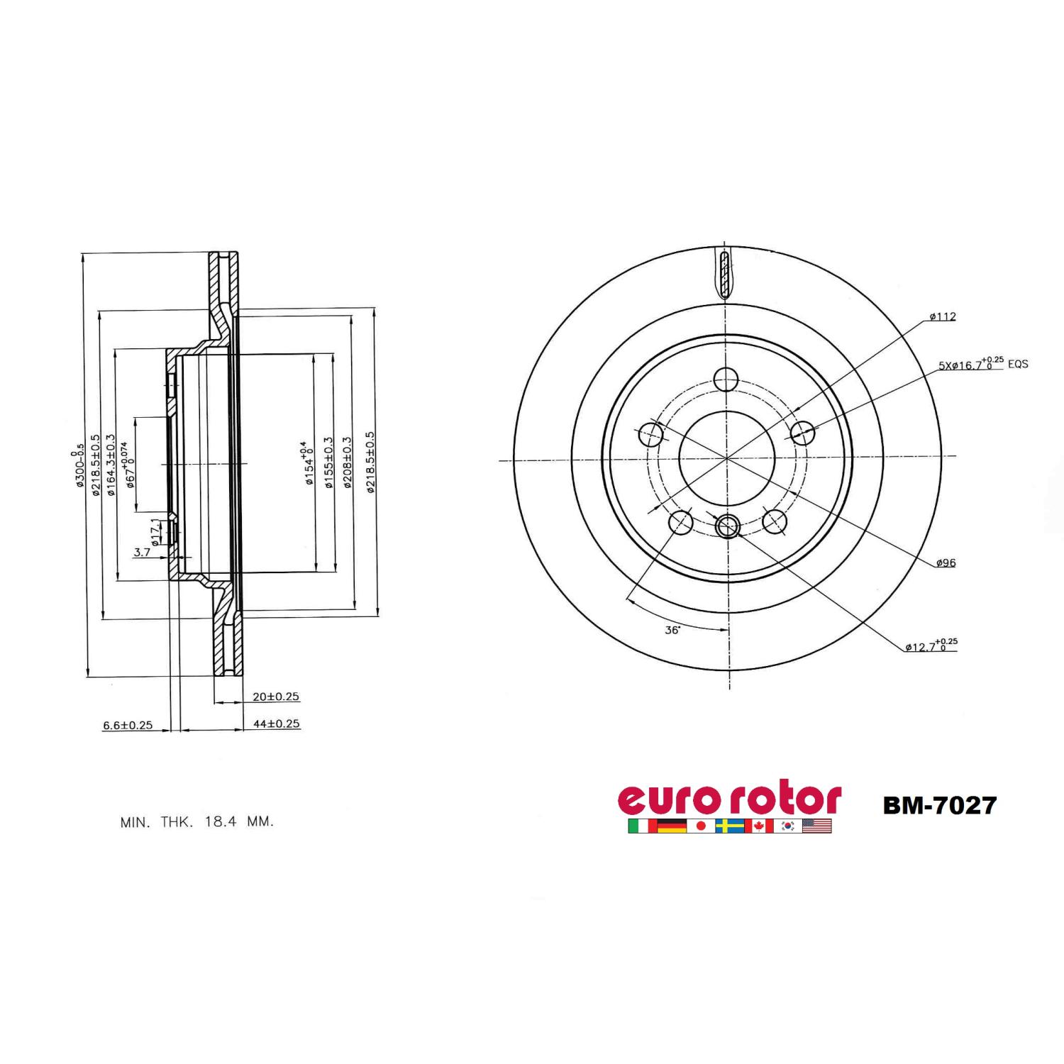 Eurorotor BM7027 - Disc Brake Rotor Eurorotor BM7027 Disc Brake Rotor product image 1 of 1
