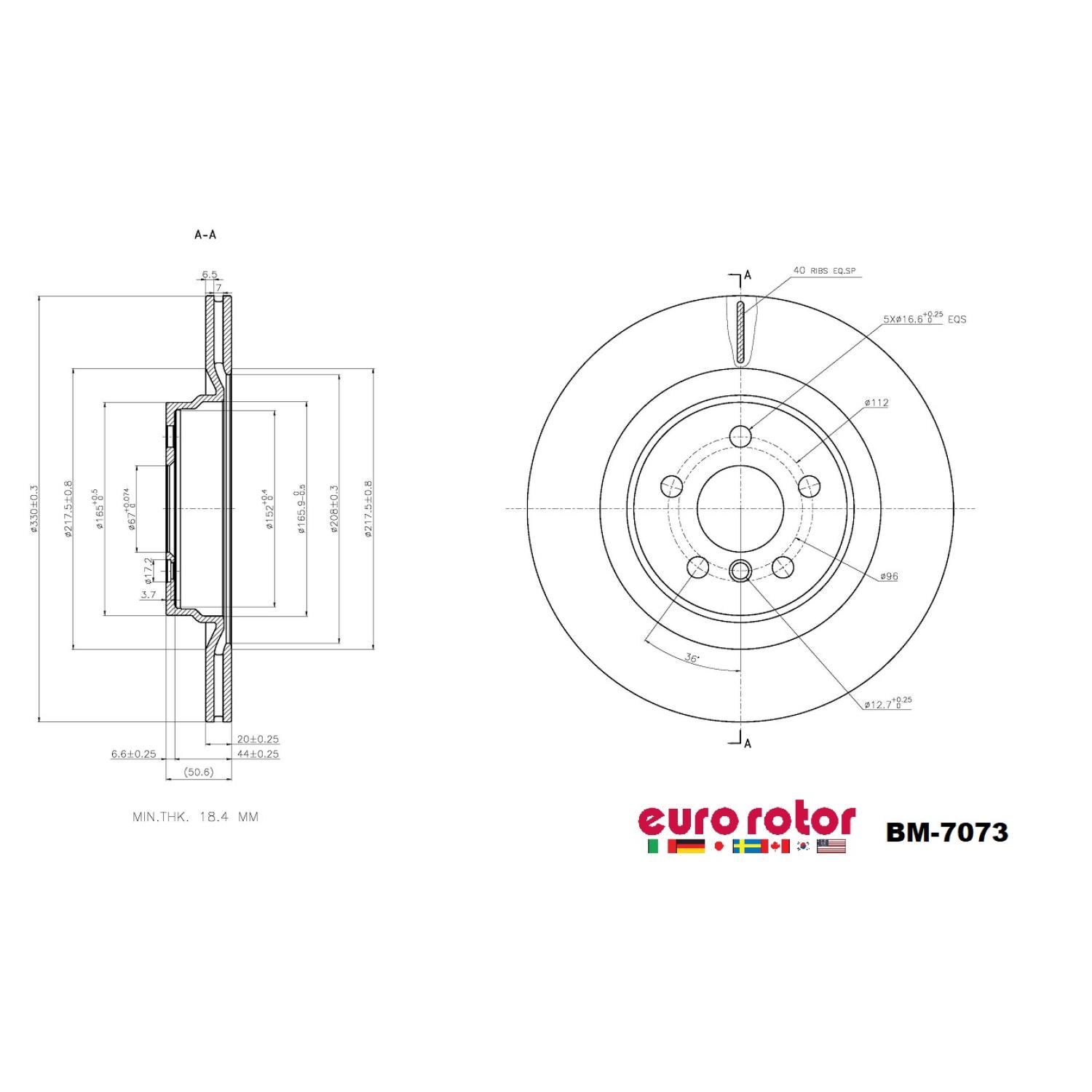 Eurorotor BM7073 - Disc Brake Rotor Eurorotor BM7073 Disc Brake Rotor product image 1 of 1