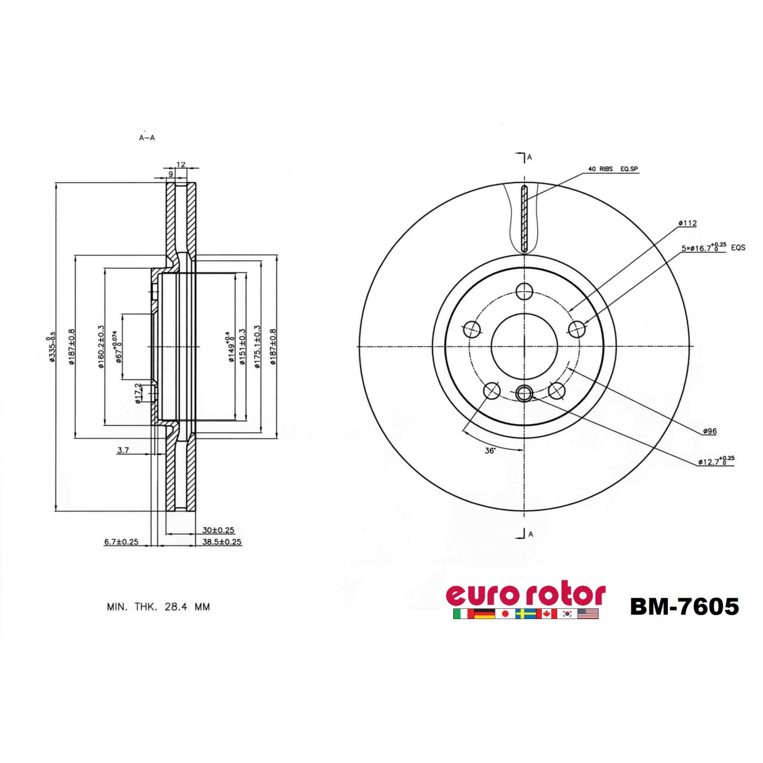Eurorotor BM7605 Disc Brake Rotor product image 1 of 1