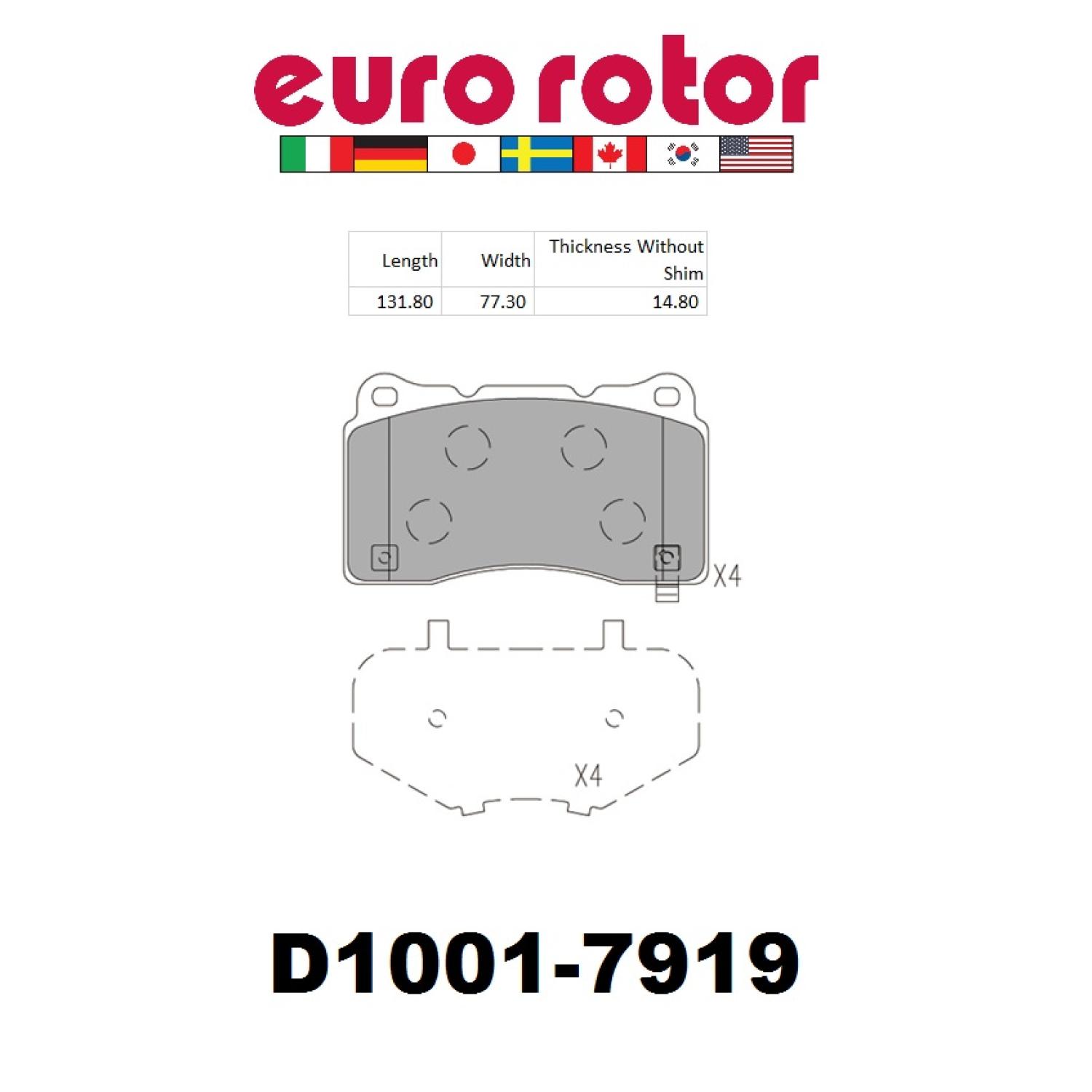 Eurorotor F1D1001 - Disc Brake Pad Eurorotor F1D1001 Disc Brake Pad product image 1 of 1