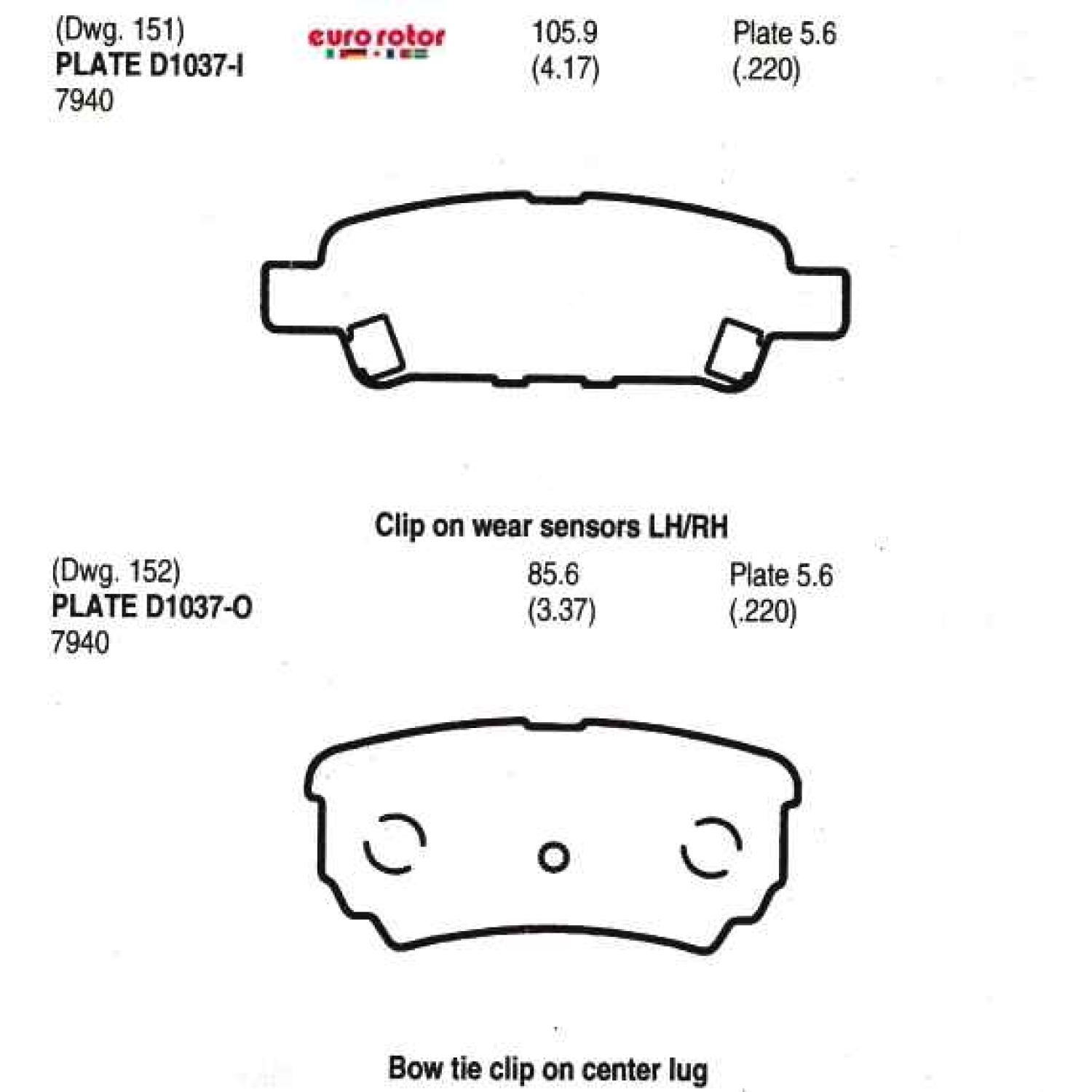 Eurorotor F1D1037H Disc Brake Pad product image 1 of 1